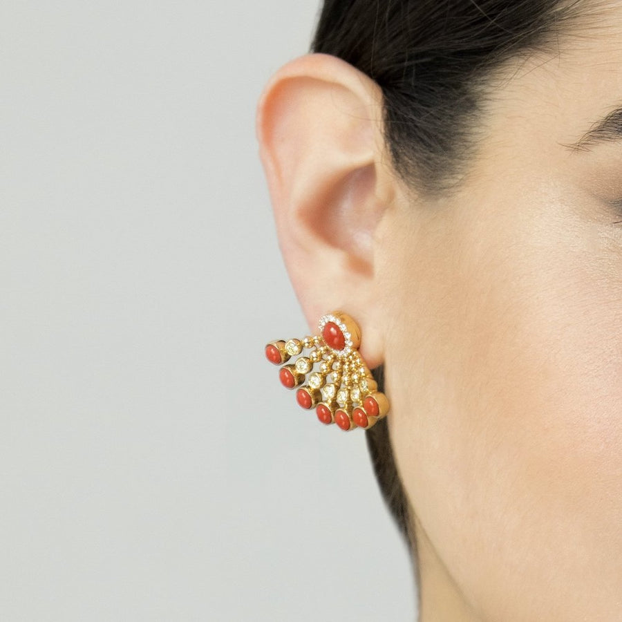 BUBBLES RAGGI YELLOW GOLD AND CORAL EARRINGS