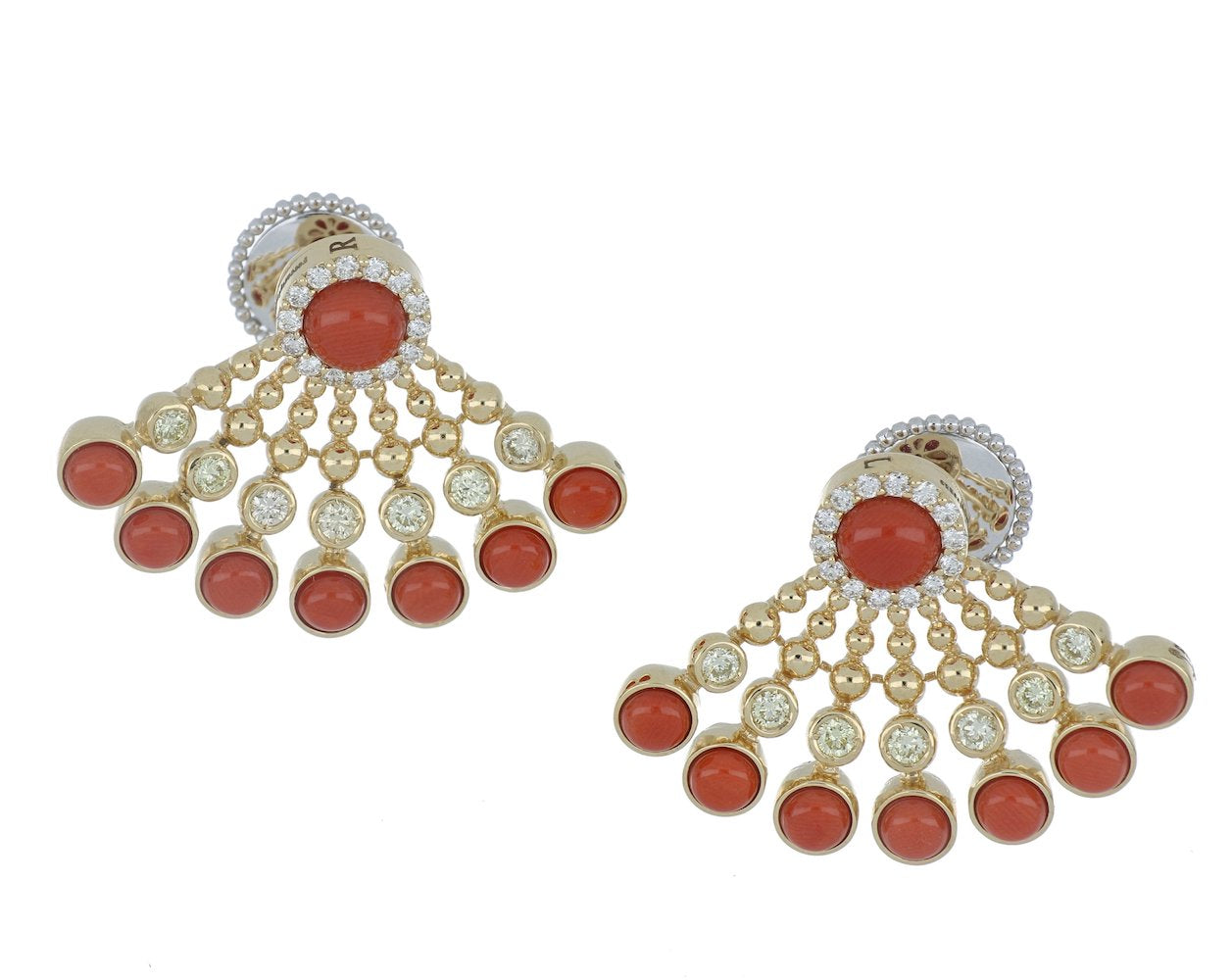 BUBBLES RAGGI YELLOW GOLD AND CORAL EARRINGS