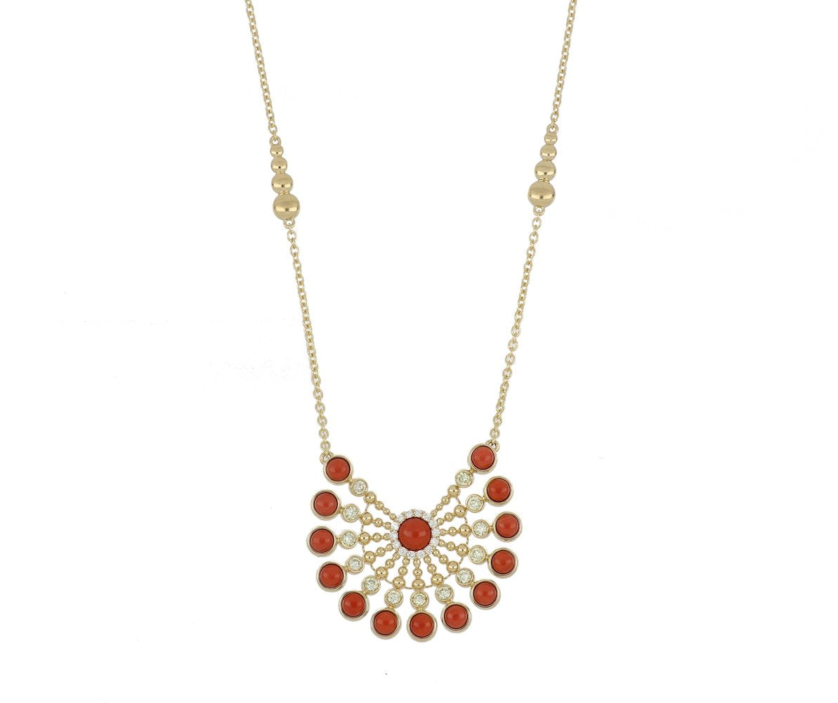 BUBBLES RAGGI YELLOW GOLD AND CORAL PENDANT