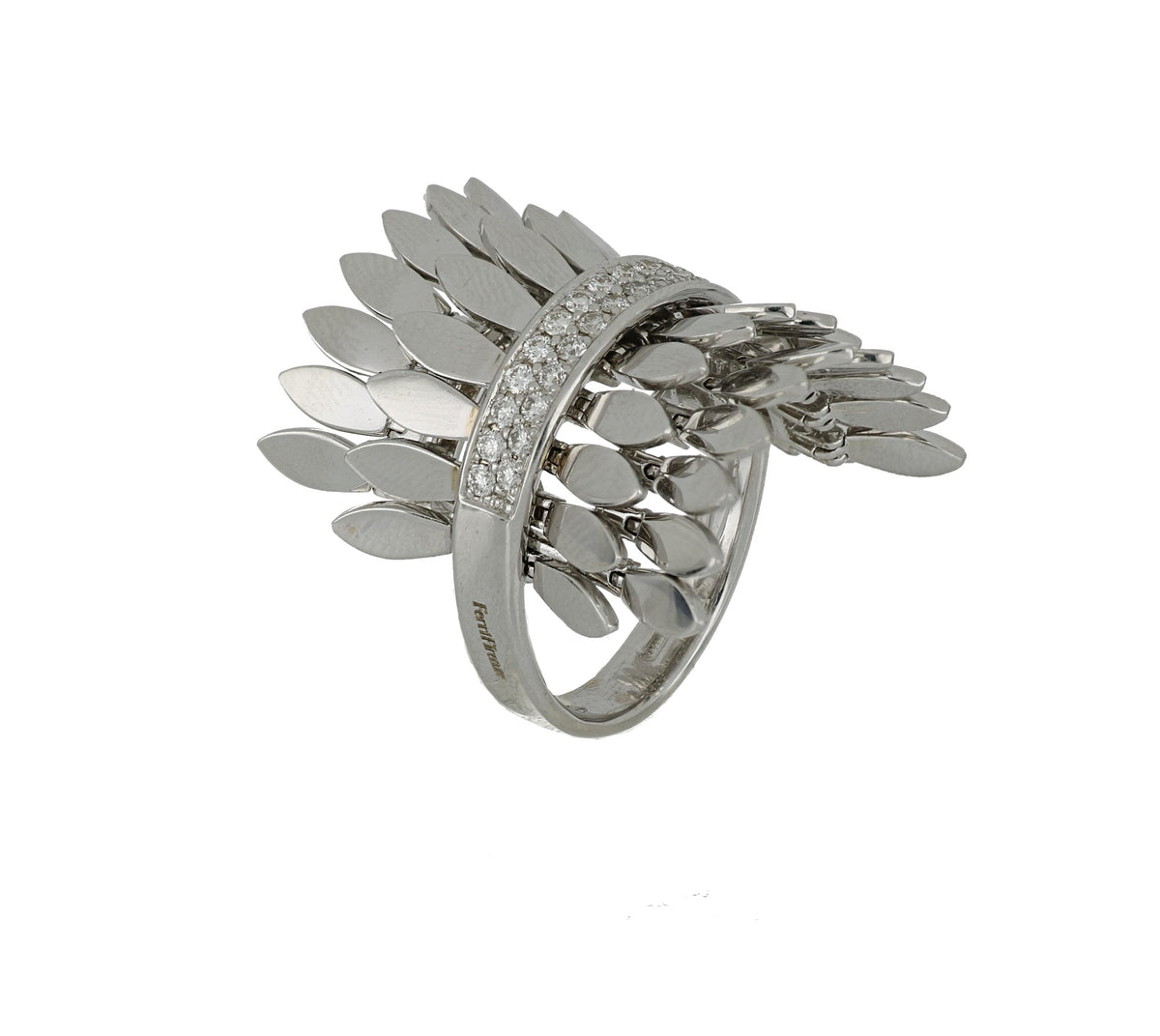 SPETTINATO DOUBLE WHITE GOLD RING