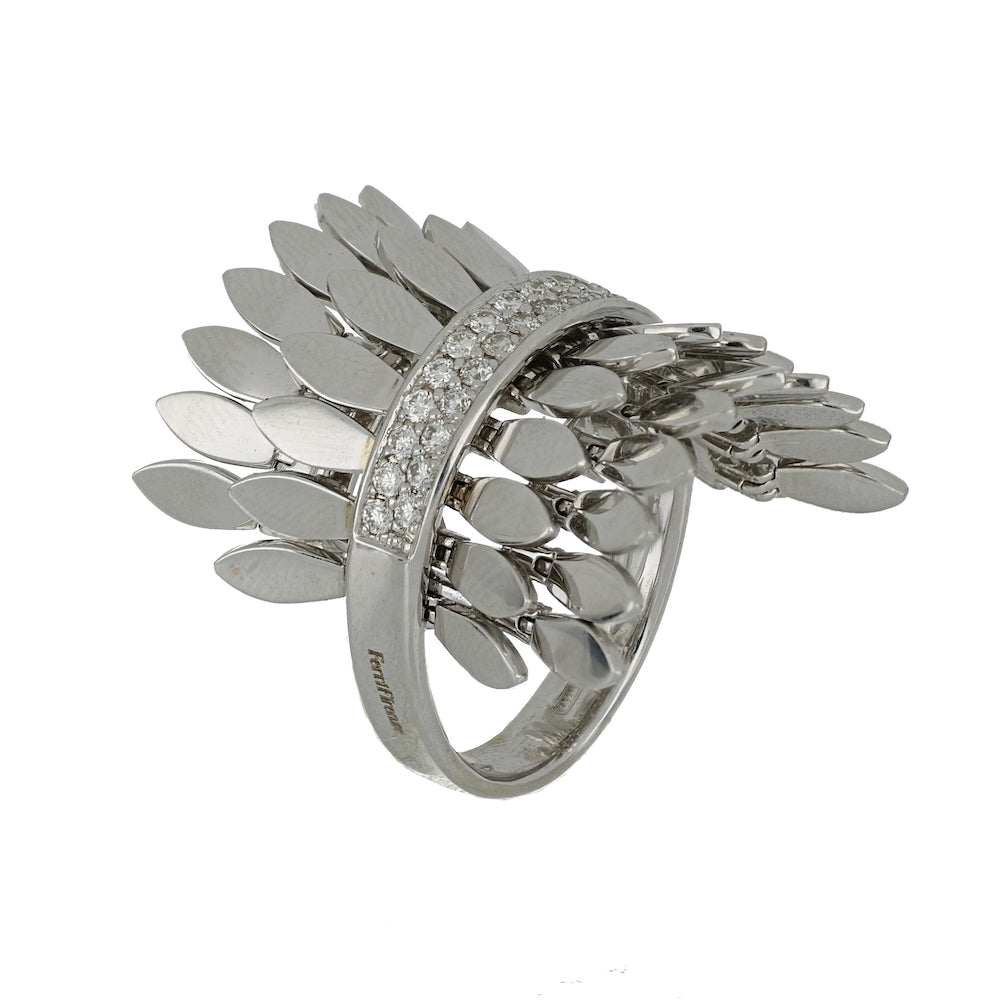 SPETTINATO DOUBLE WHITE GOLD RING