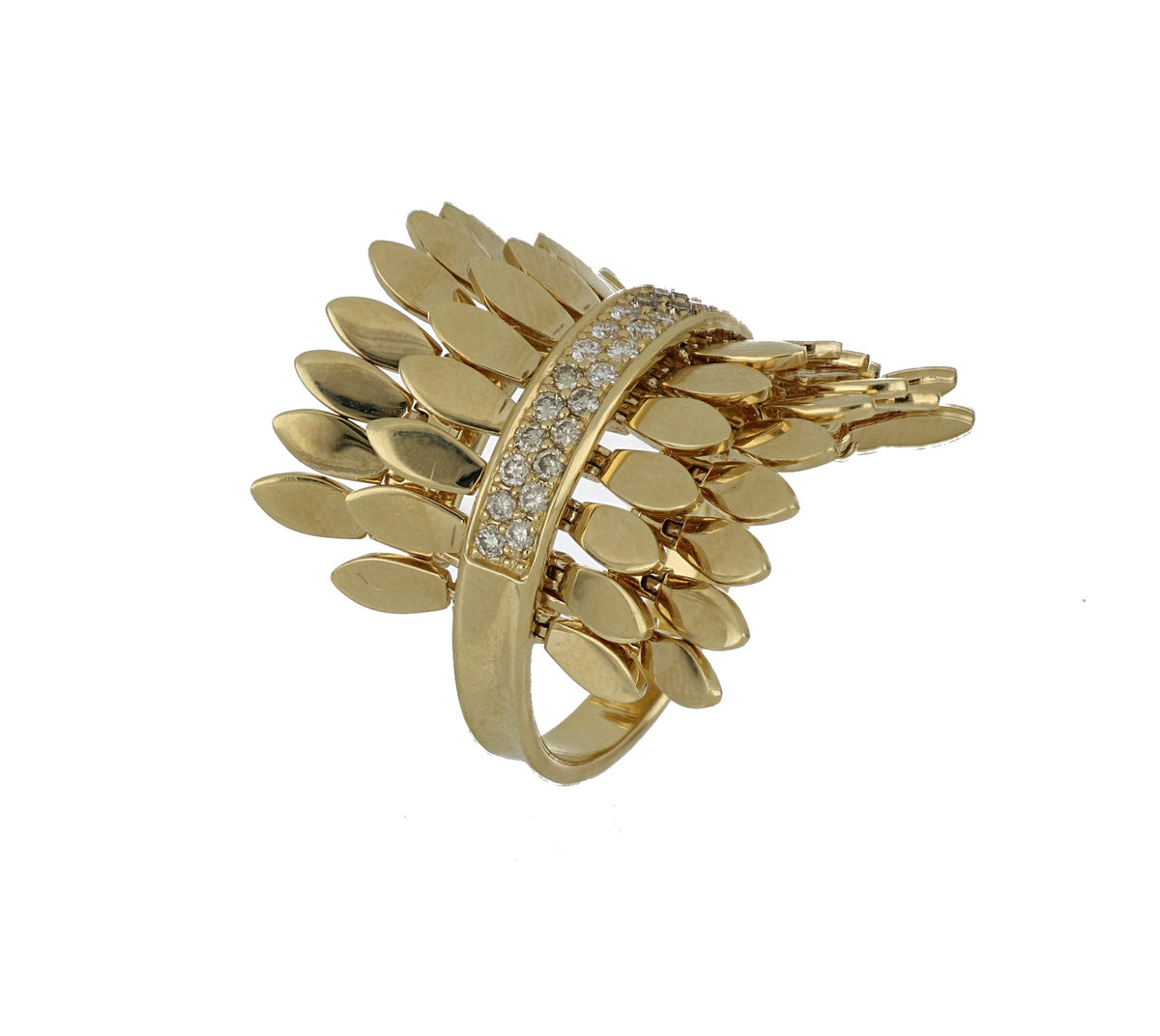 SPETTINATO DOUBLE YELLOW GOLD RING