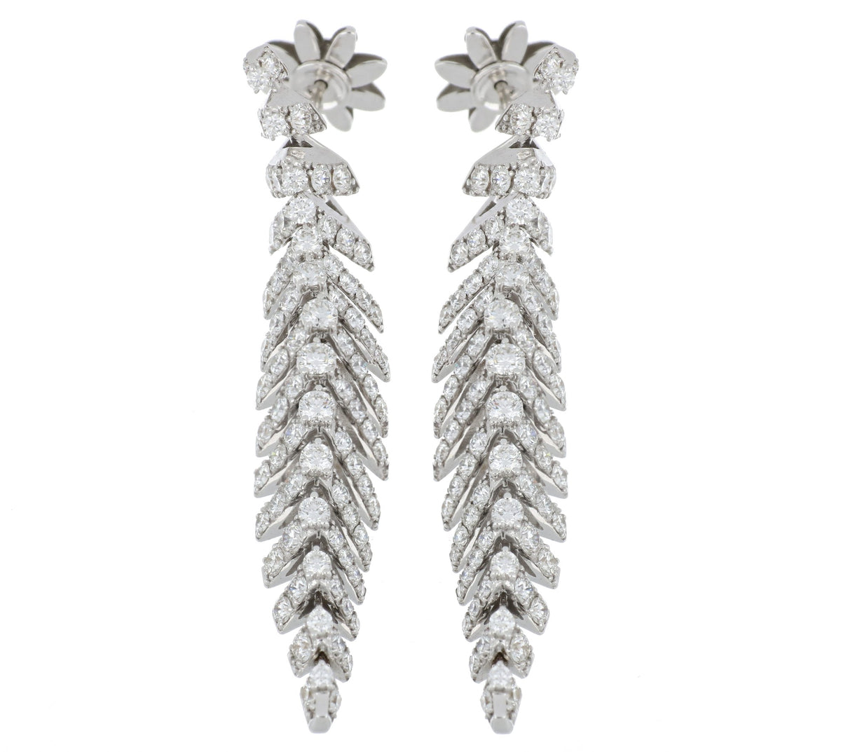 SOFFIO LONG WHITE GOLD DIAMONDS PAVÈ EARRINGS
