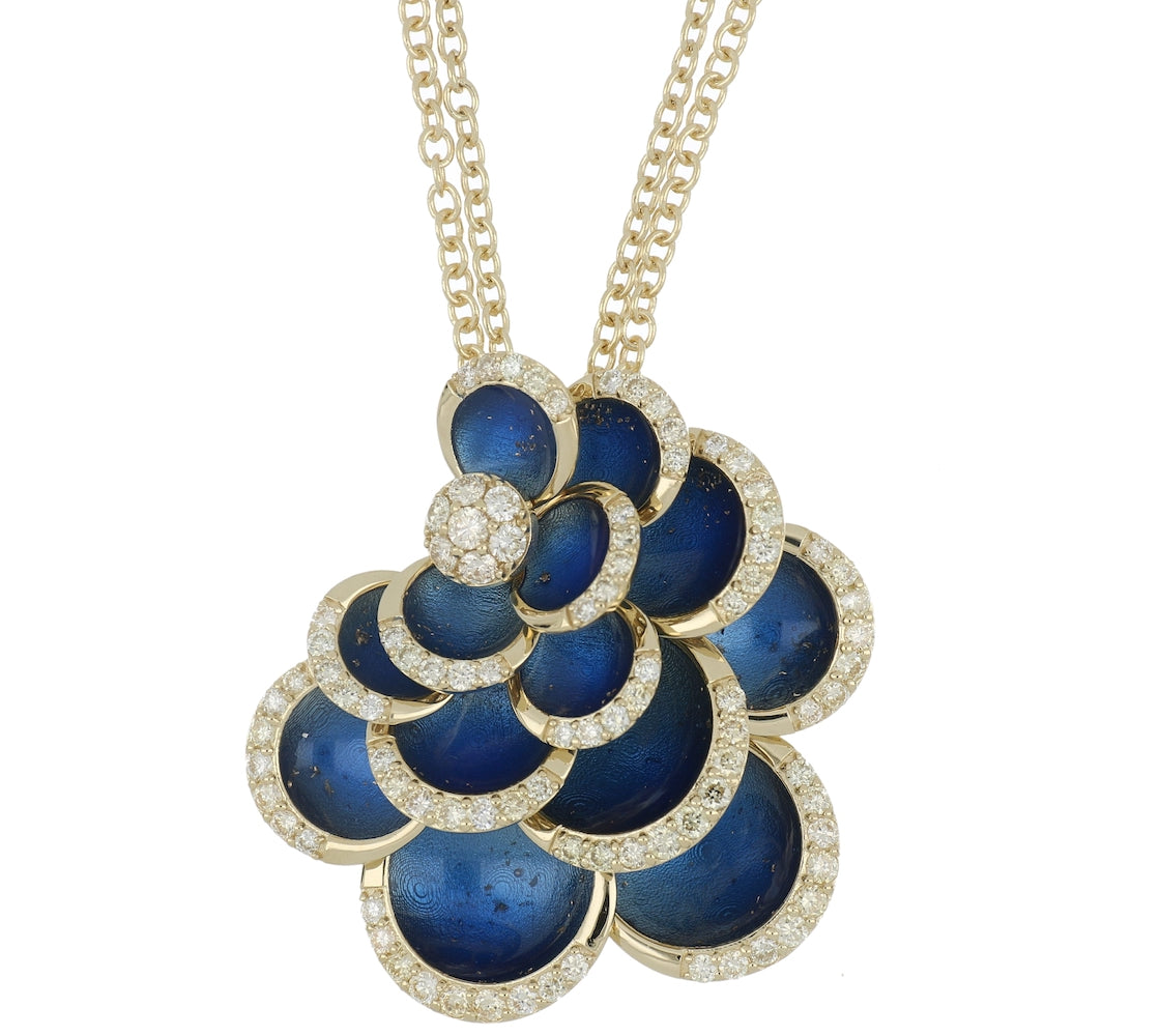 PETALS BLUE ENAMEL PENDANT