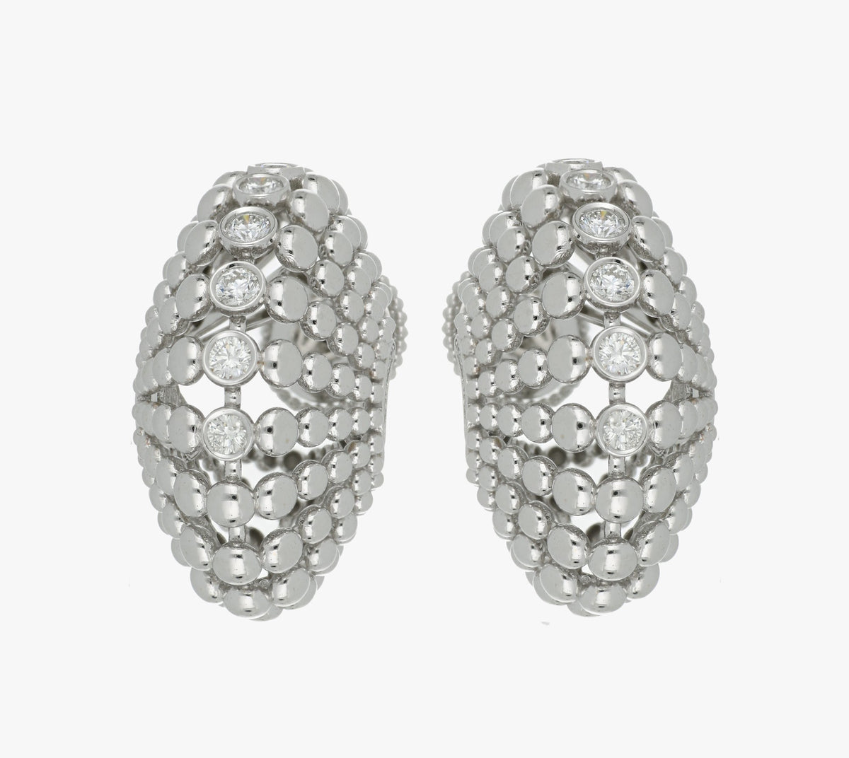 BUBBLES BIG WHITE GOLD EARRINGS