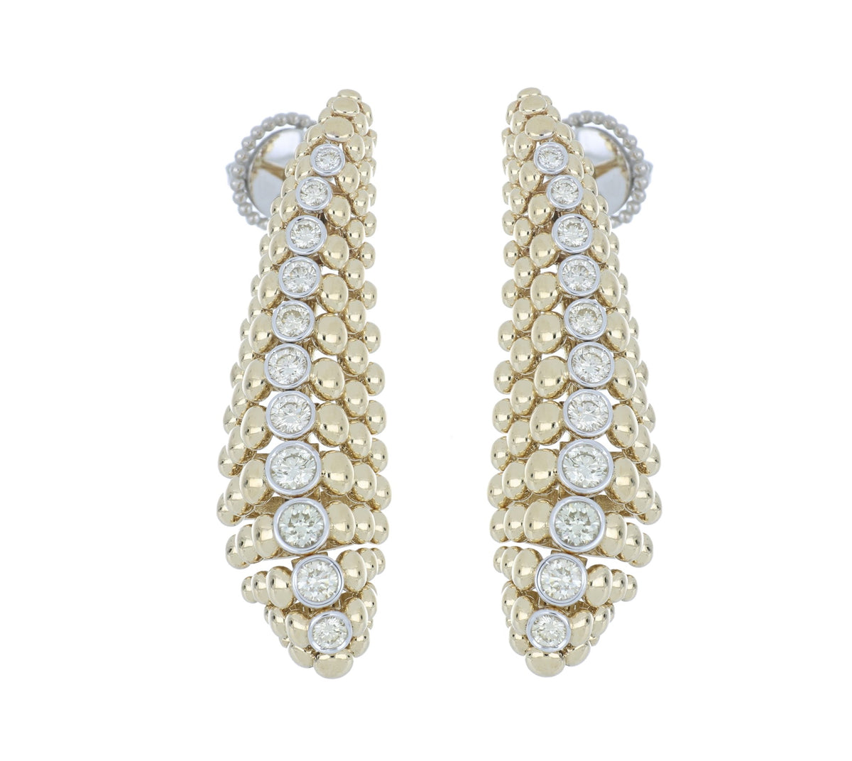BUBBLES LONG YELLOW GOLD EARRINGS