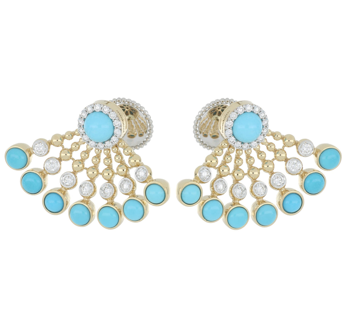 BUBBLES RAGGI YELLOW GOLD AND TURQUOISE EARRINGS
