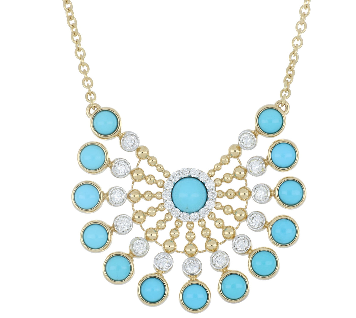 BUBBLES RAGGI YELLOW GOLD AND TURQUOISE PENDANT