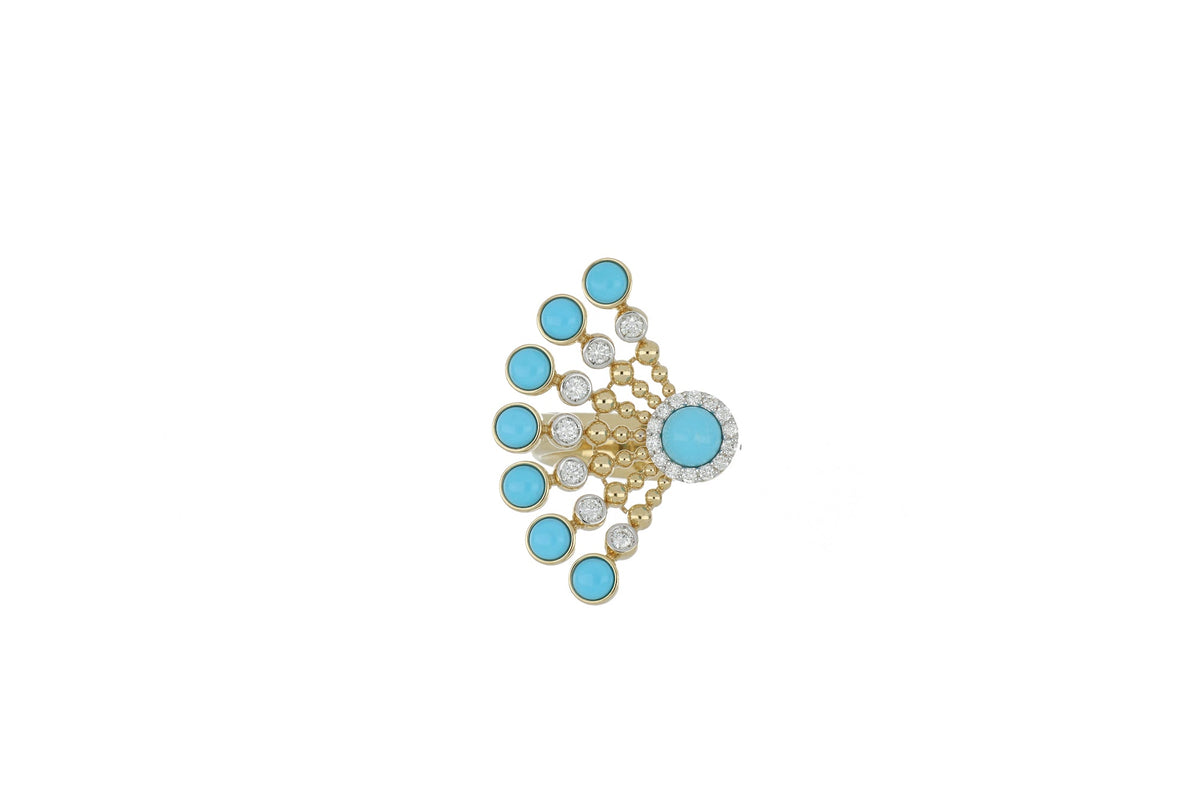 BUBBLES RAGGI YELLOW GOLD AND TURQUOISE RING