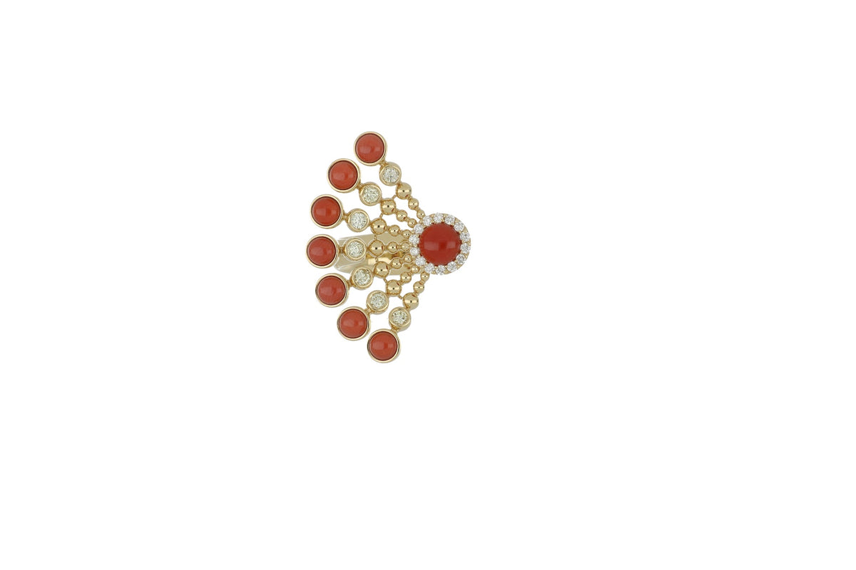 BUBBLES RAGGI YELLOW GOLD AND CORAL RING