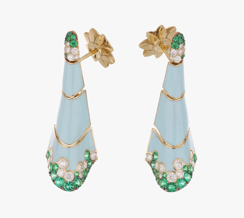 FOULARD TURQUOISE AND EMERALD EARRINGS