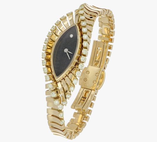 VITO YELLOW GOLD BAGUETTE OBSIDIAN WATCH