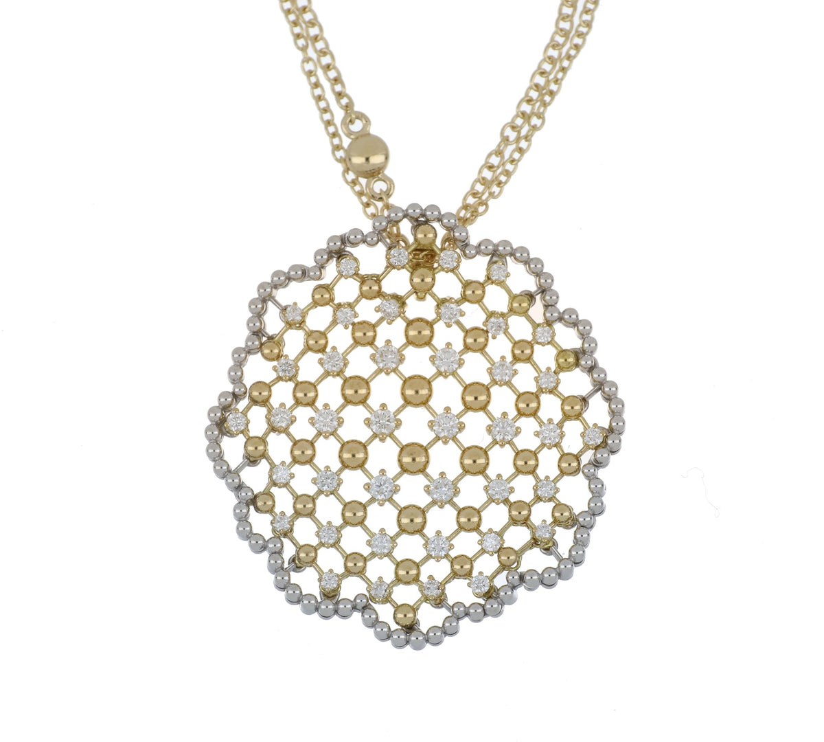 CUCITO YELLOW AND WHITE GOLD PENDANT