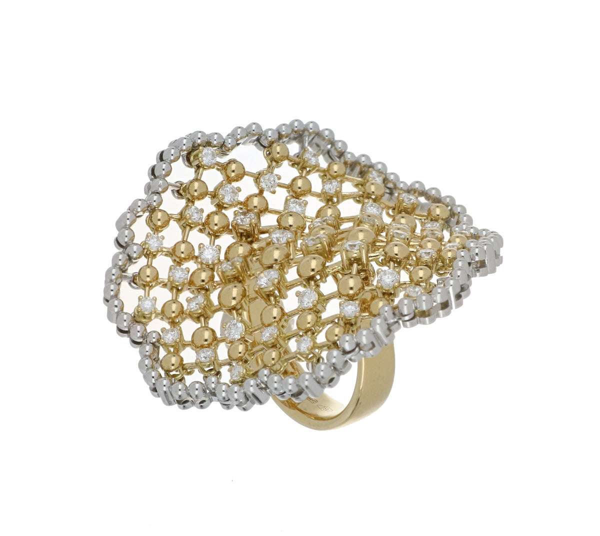 CUCITO BIG YELLOW AND WHITE GOLD RING