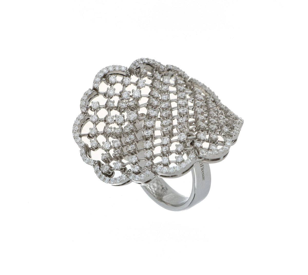 CUCITO BIG WHITE GOLD RING