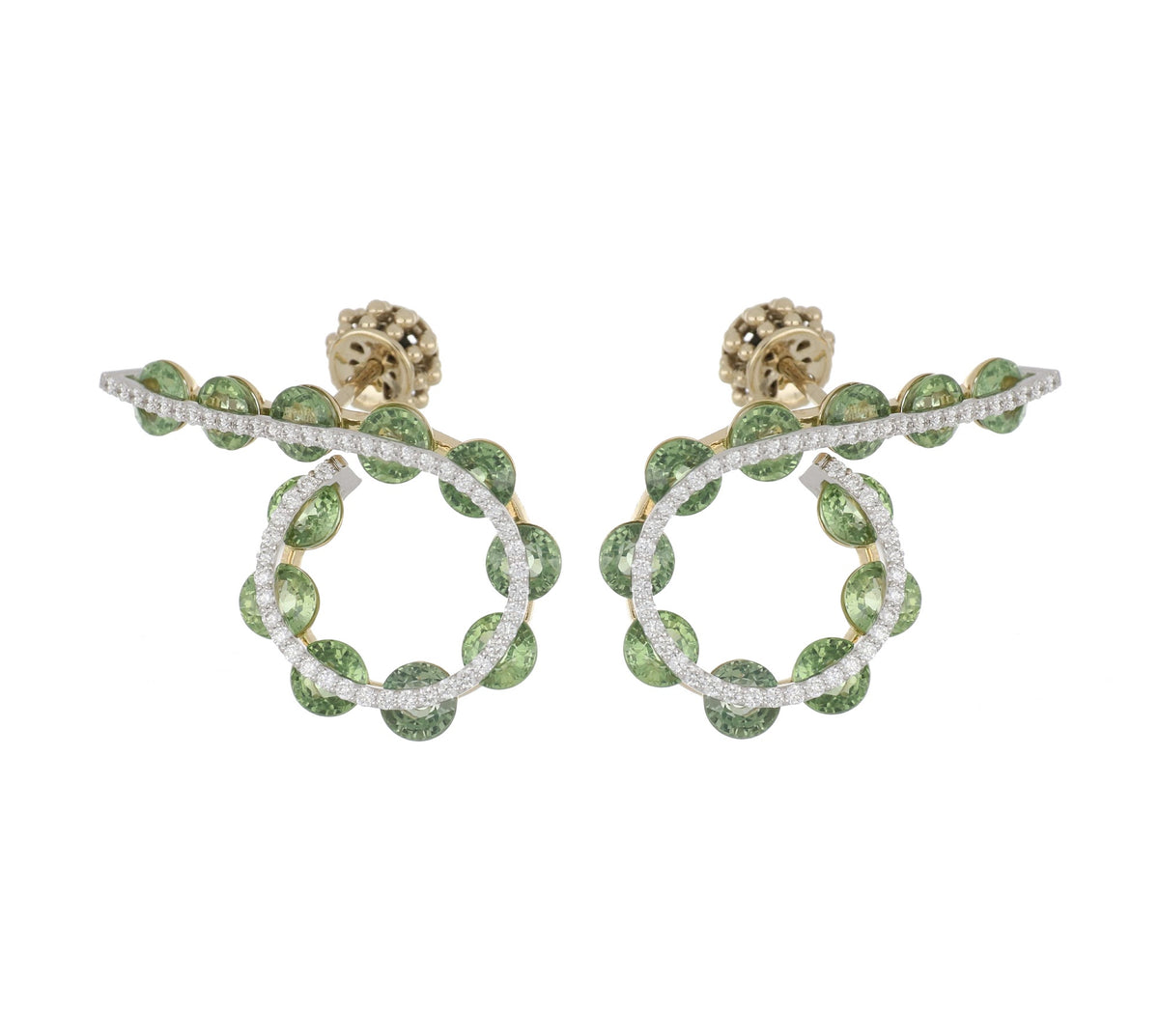 Light Round Green Sapphires Earrings
