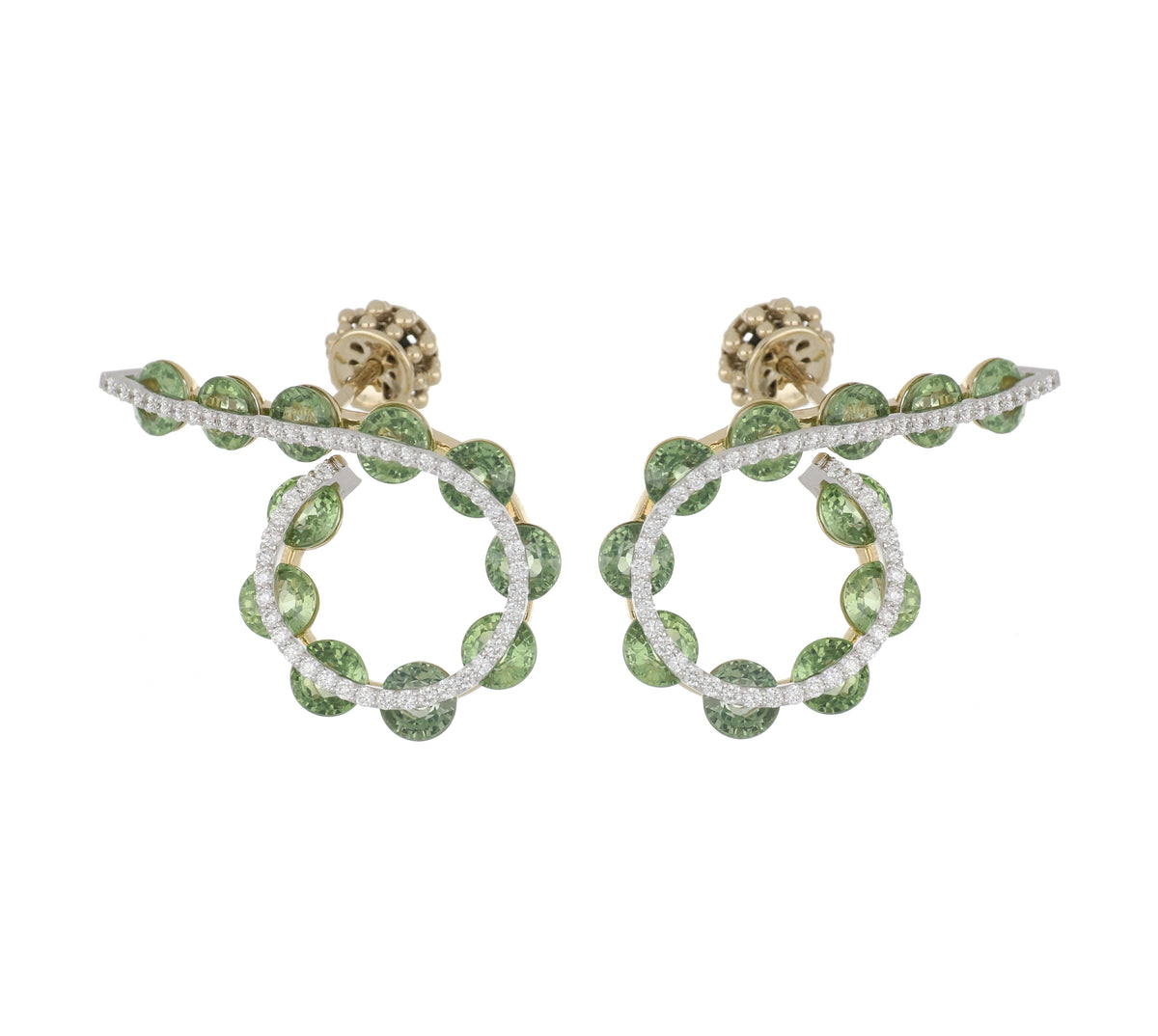 Light Round Green Sapphires Earrings