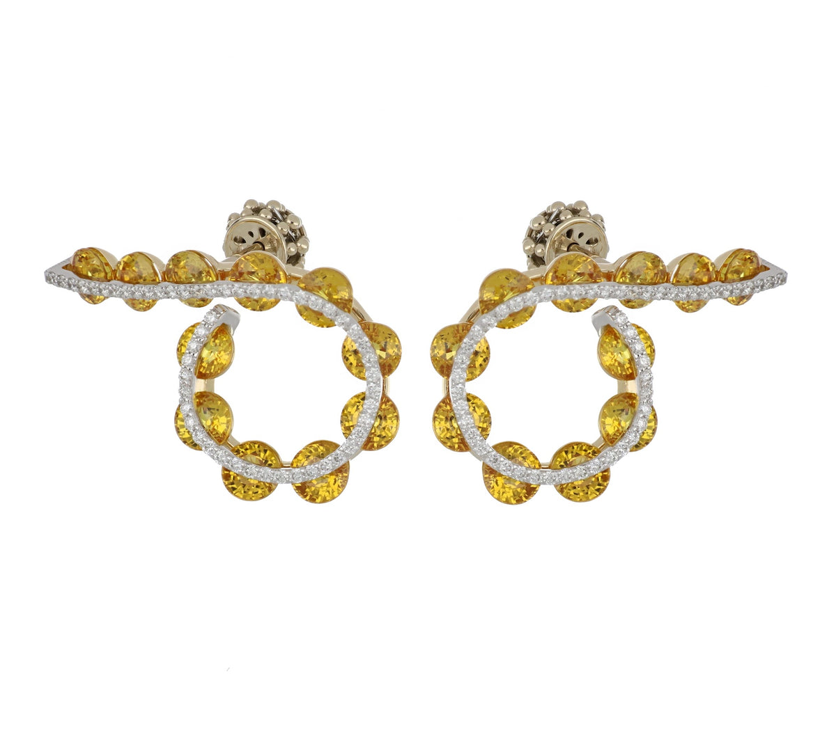 Light Round Orange Sapphires Earrings