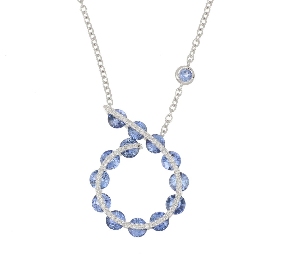 Light Round Blue Sapphires Pendant