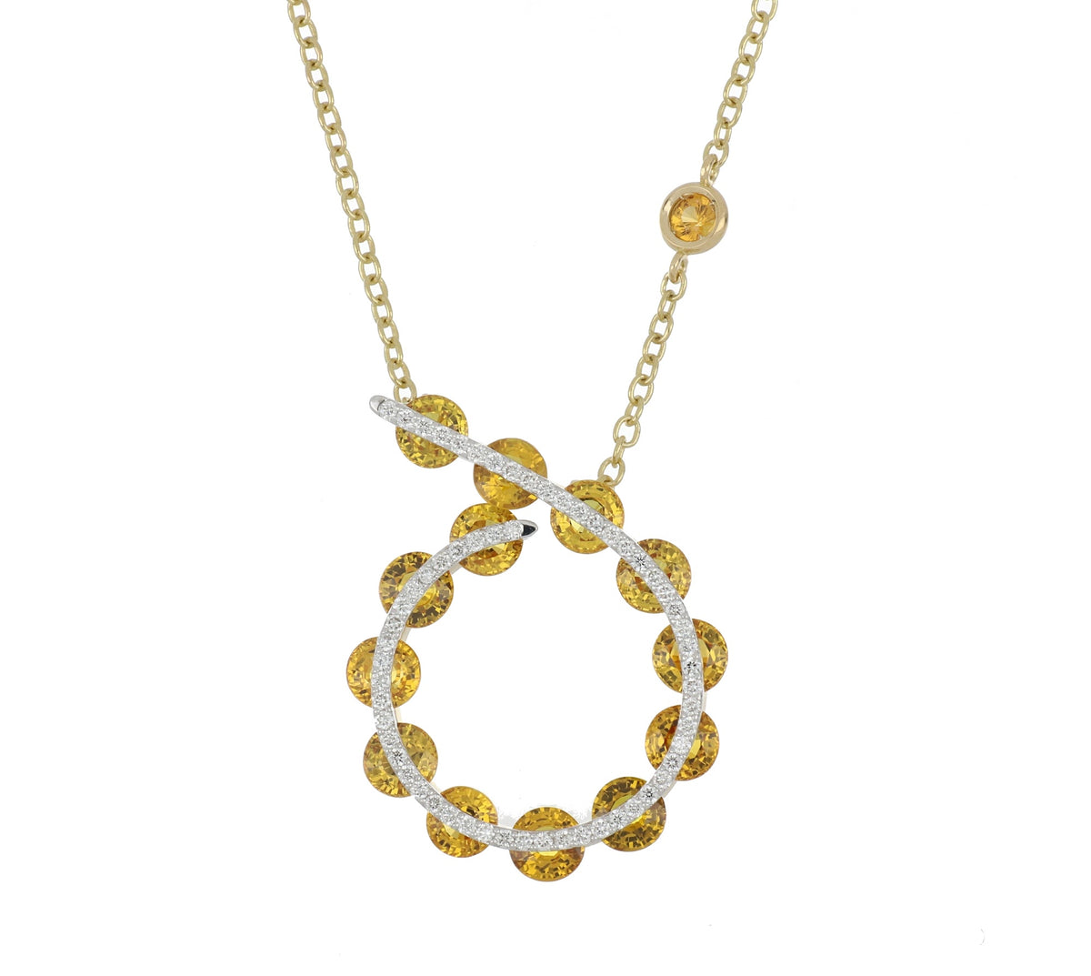 Light Round Orange Sapphires Pendant