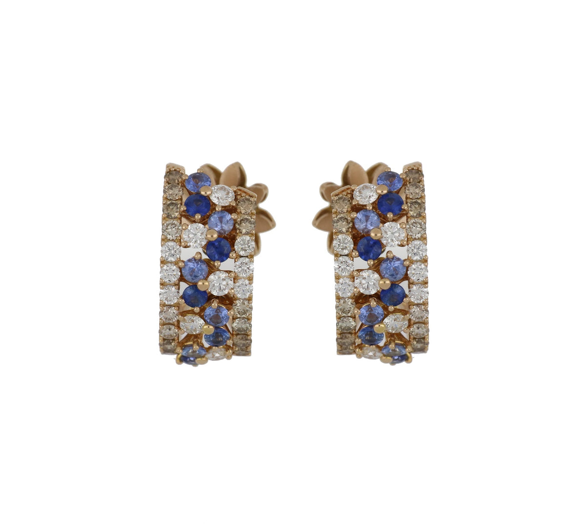Trilly Blue Sapphires Brown Diamonds Earrings