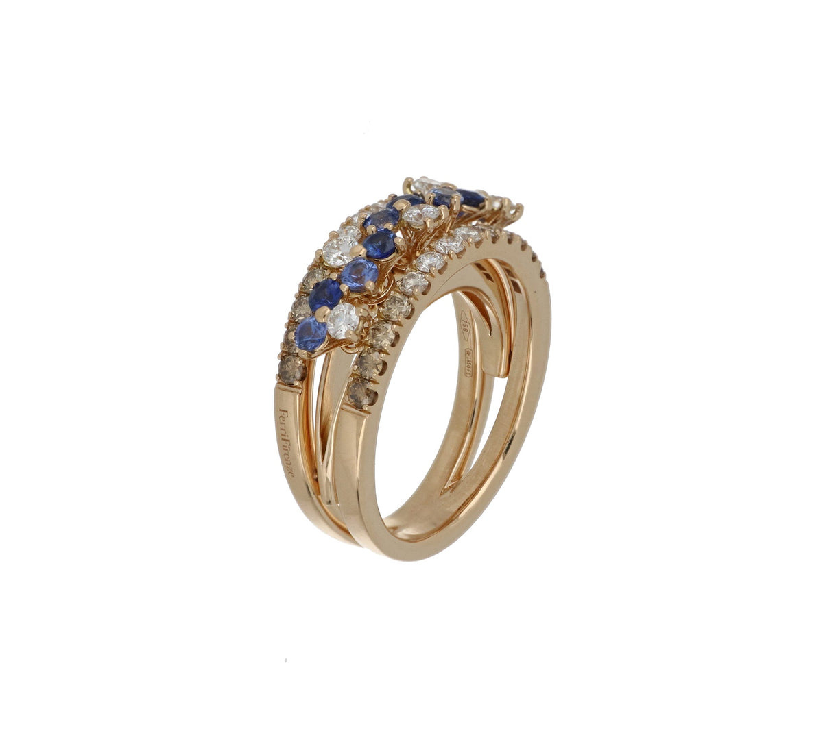 Trilly Blue Sapphires Brown Diamonds Ring