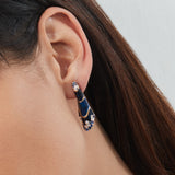 FOULARD SMALL BLUE NAVY DIAMOND EARRINGS