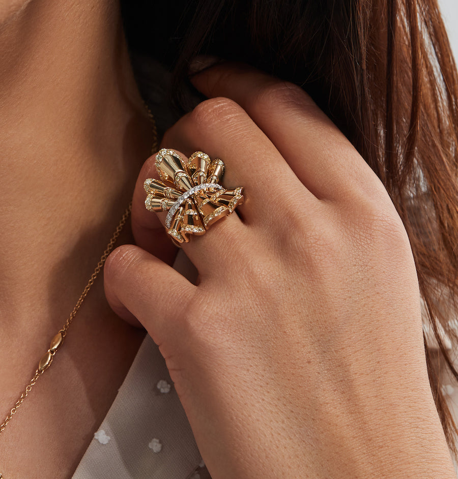 FOULARD YELLOW GOLD DIAMOND RING