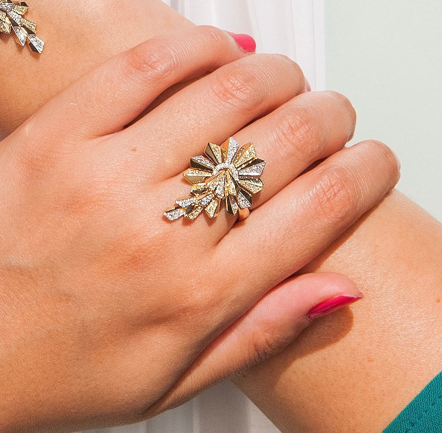 MUSICA YELLOW GOLD DIAMOND RING
