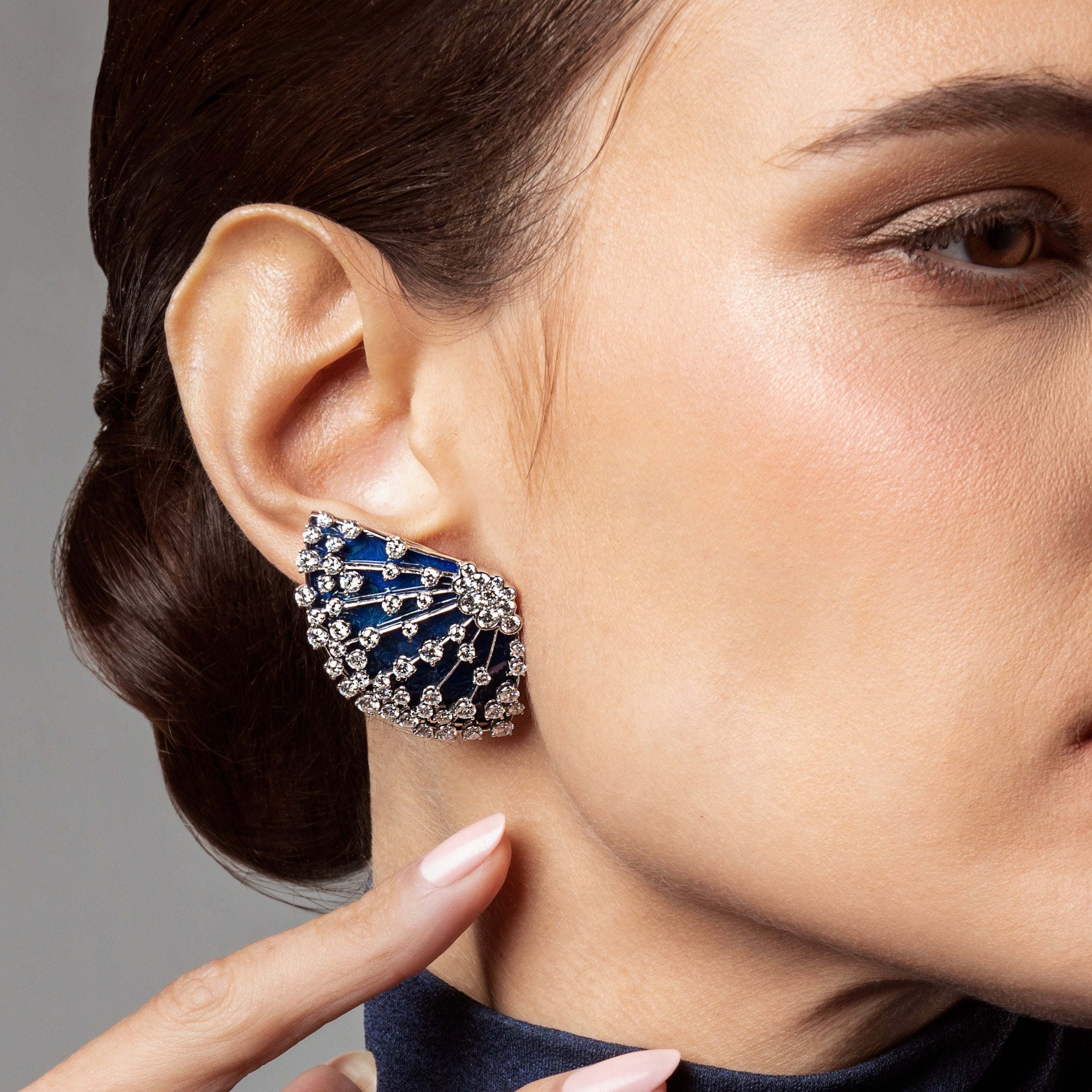 LUCCIOLA BLUE ENAMEL BIG EARRING