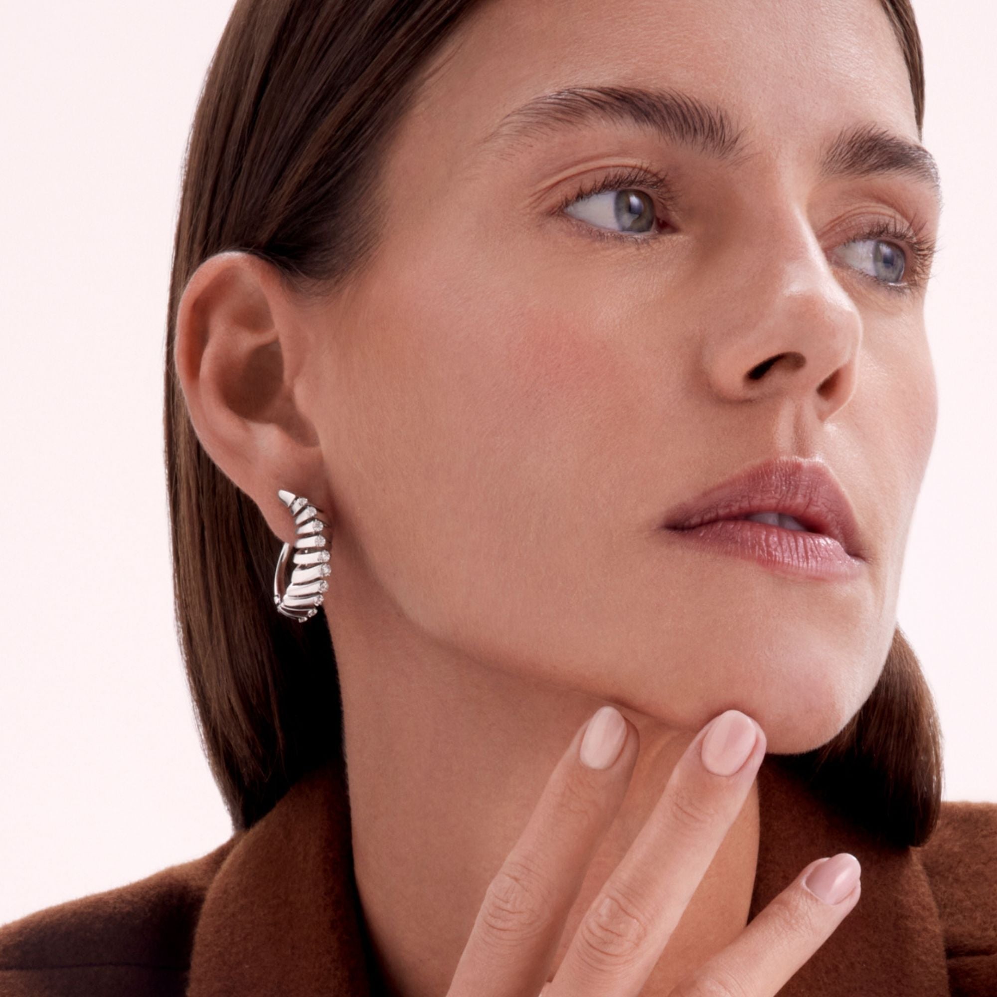 SOFFIO HOOP WHITE GOLD EARRINGS