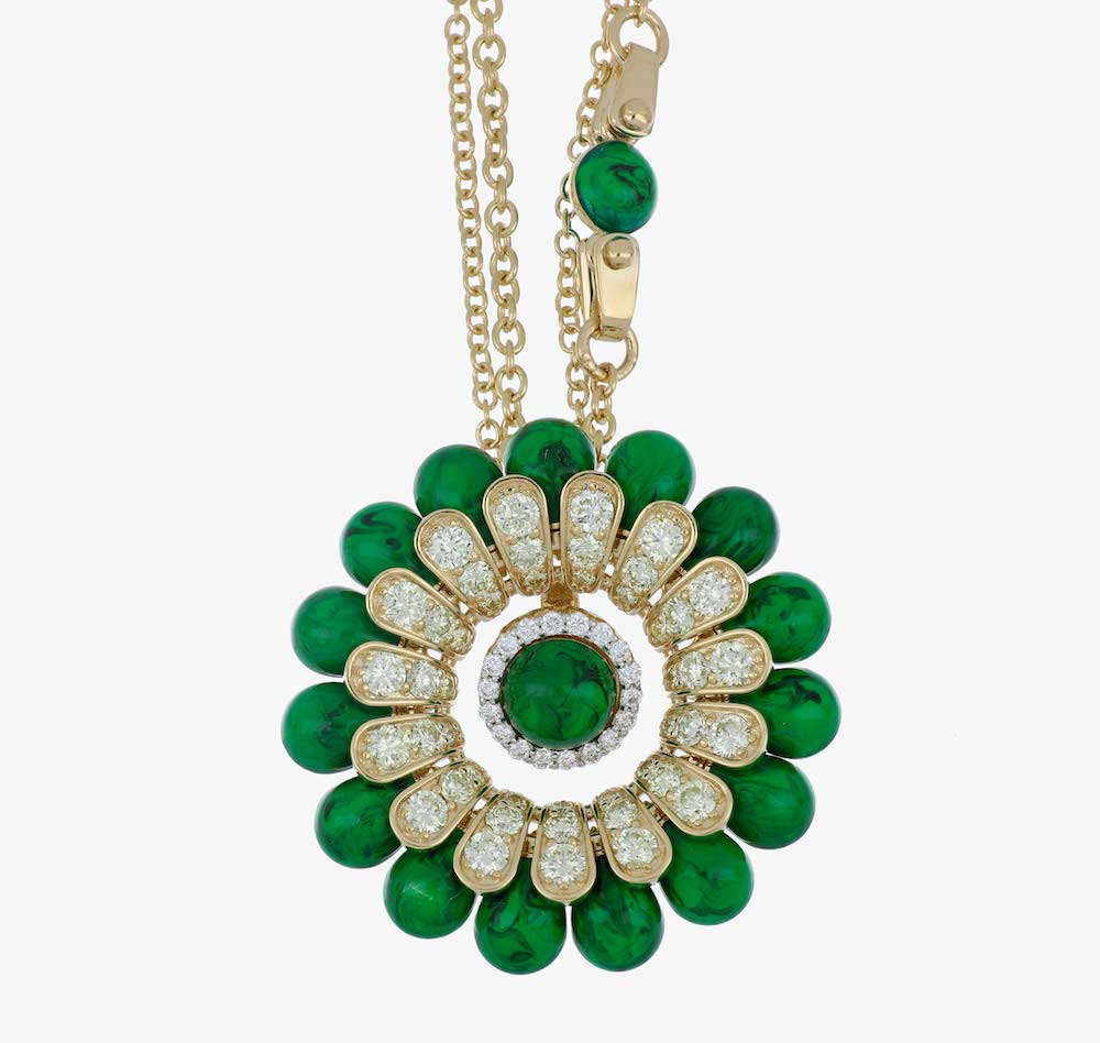 ALLEGRA BIG GREEN ENAMEL FLOWER PENDANT