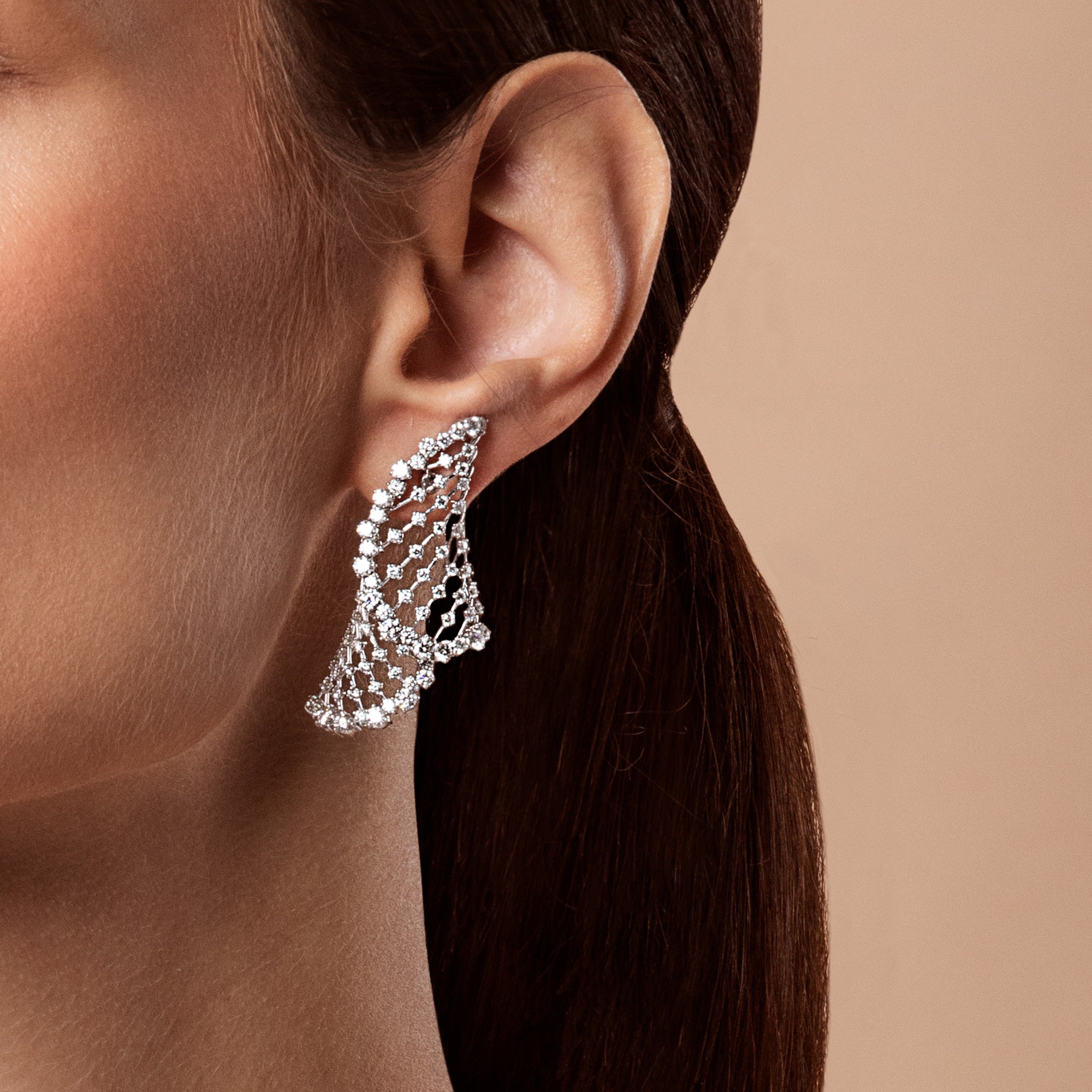 ARIA BIG WHITE GOLD EARRINGS