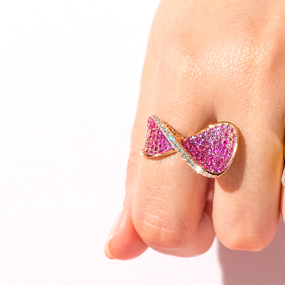 ELICA CURLY PINK SAPPHIRES RING