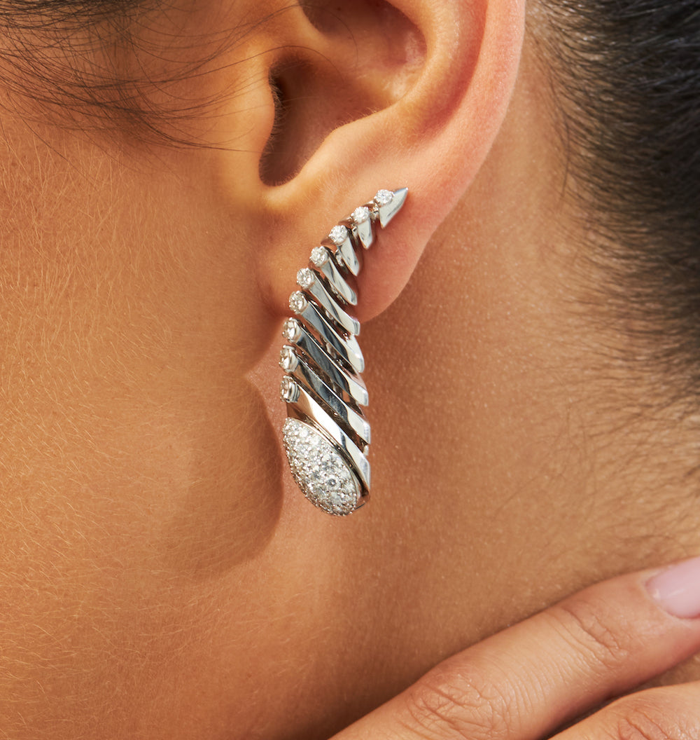 SOFFIO SNAKE WHITE GOLD EARRINGS