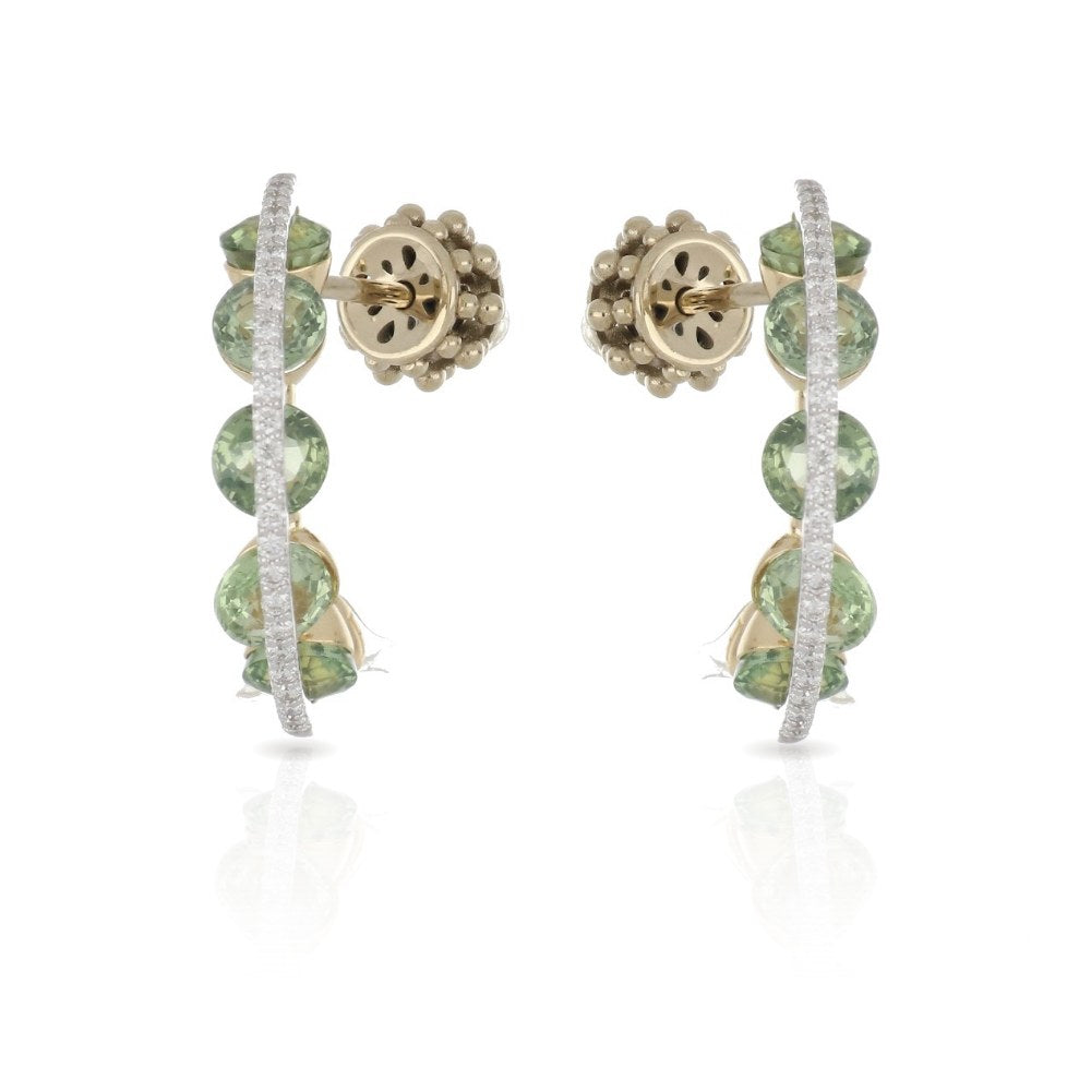 Light Round Green Sapphires Earrings
