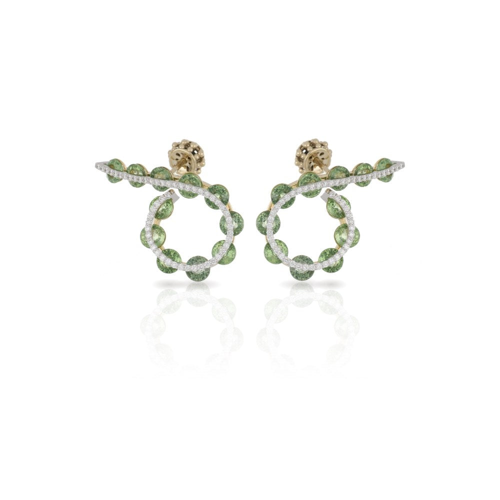 Light Round Green Sapphires Earrings