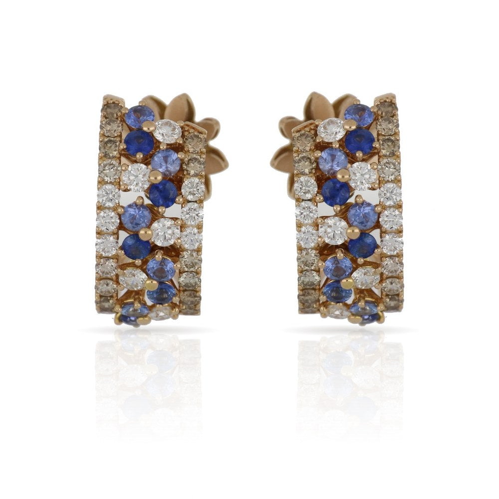 Trilly Blue Sapphires Brown Diamonds Earrings