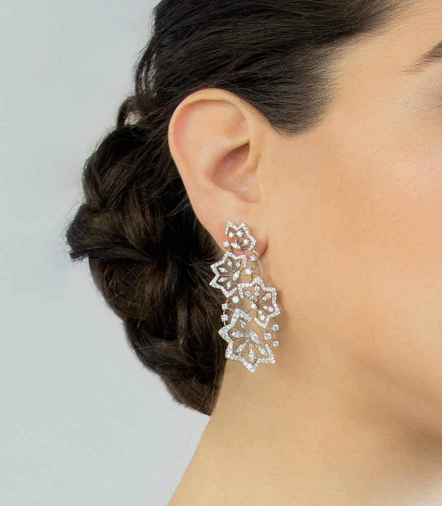 FROZEN WHITE GOLD BIG EARRINGS