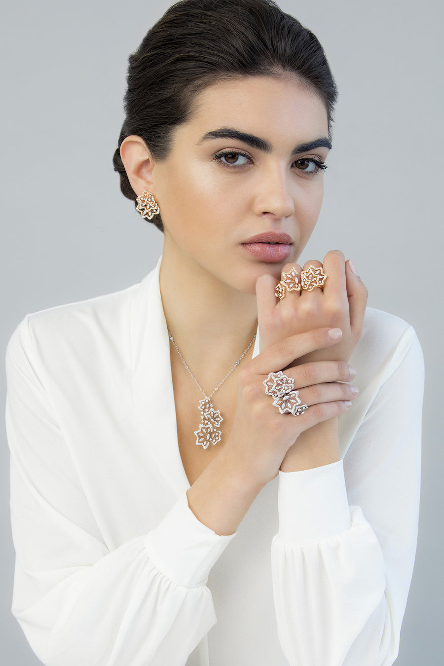 FROZEN DOUBLE RING ROSE GOLD