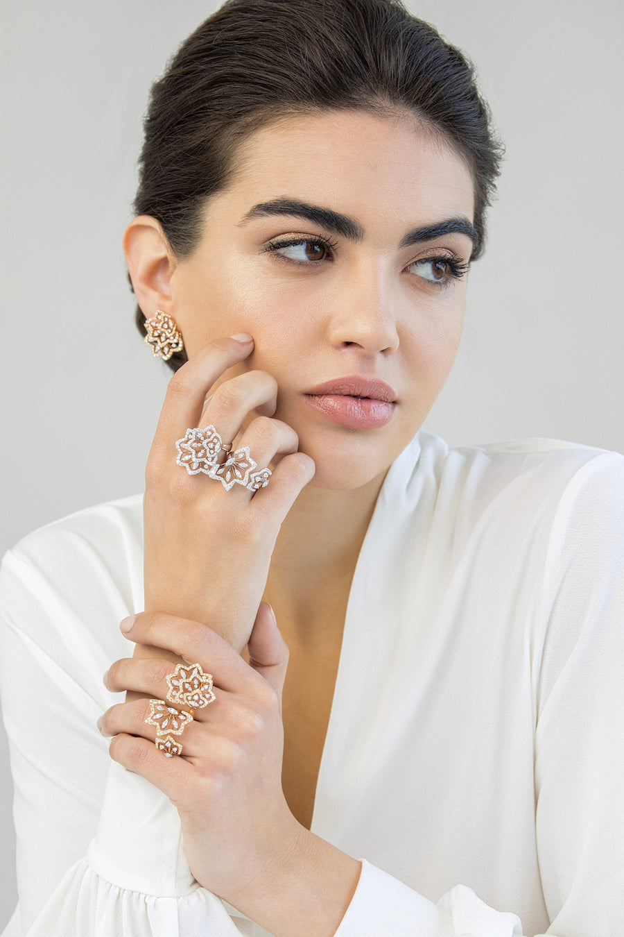FROZEN DOUBLE RING WHITE GOLD
