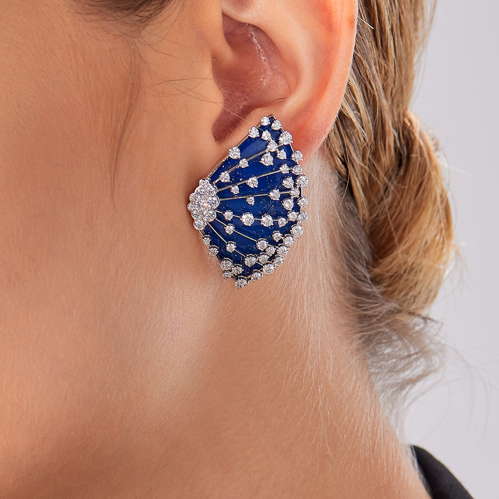 LUCCIOLA BLUE ENAMEL MEDIUM EARRINGS