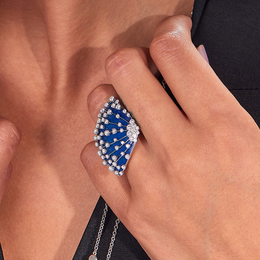 LUCCIOLA BLUE ENAMEL BIG RING