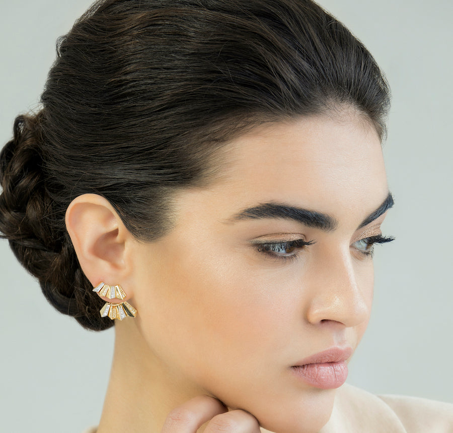 MUSICA YELLOW GOLD DOUBLE EARRINGS