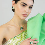 PETALS GREEN ENAMEL EARRINGS