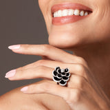 PETALS BLACK ENAMEL RING