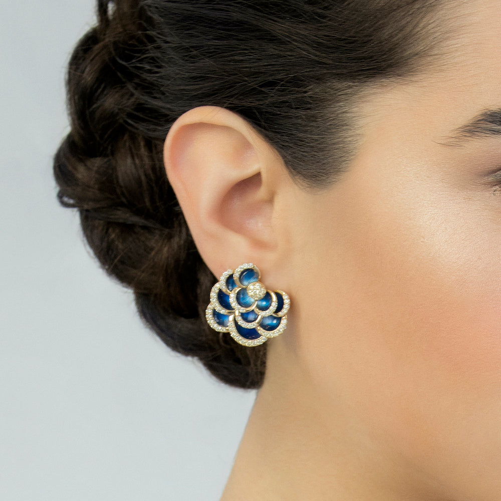 PETALS BLUE ENAMEL EARRINGS