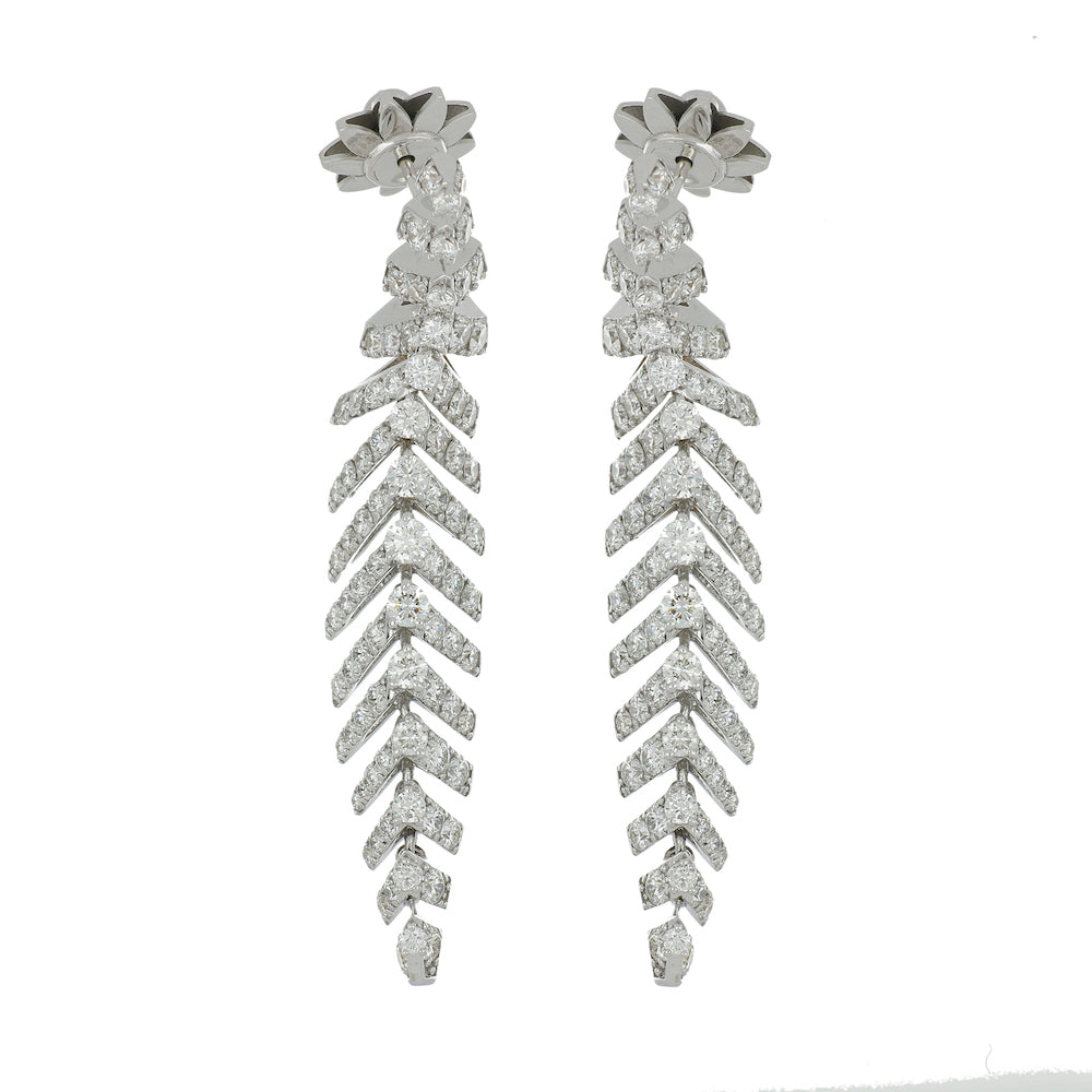 SOFFIO LONG WHITE GOLD DIAMONDS PAVÈ EARRINGS