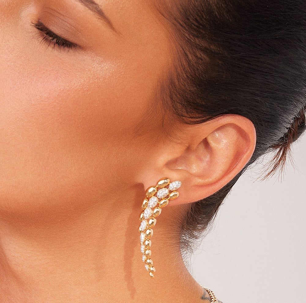 SOLEGIRA YELLOW GOLD LONG EARRINGS