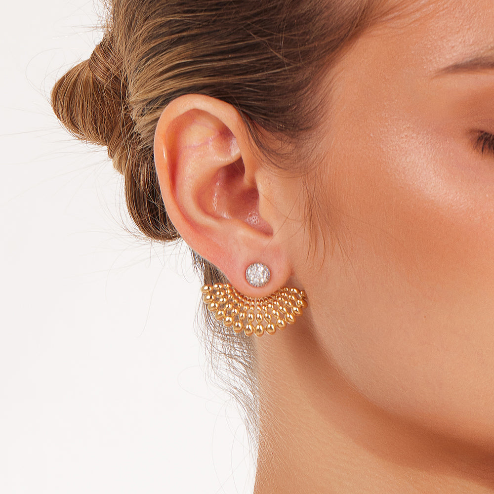 SOLEGIRA YELLOW GOLD BACK&FORTH EARRINGS